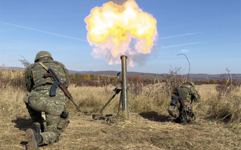Cadets were shooting from mortars at Military training area Lest, October 26th 2021