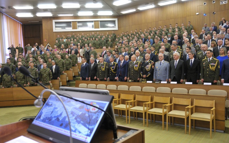 Slávnostný nástup akadémie, aula - 50. výročia vzniku vojenského vysokého školstva na Liptove, 12. 10. 2023