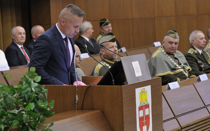 Slávnostný nástup akadémie, aula - 50. výročia vzniku vojenského vysokého školstva na Liptove, 12. 10. 2023